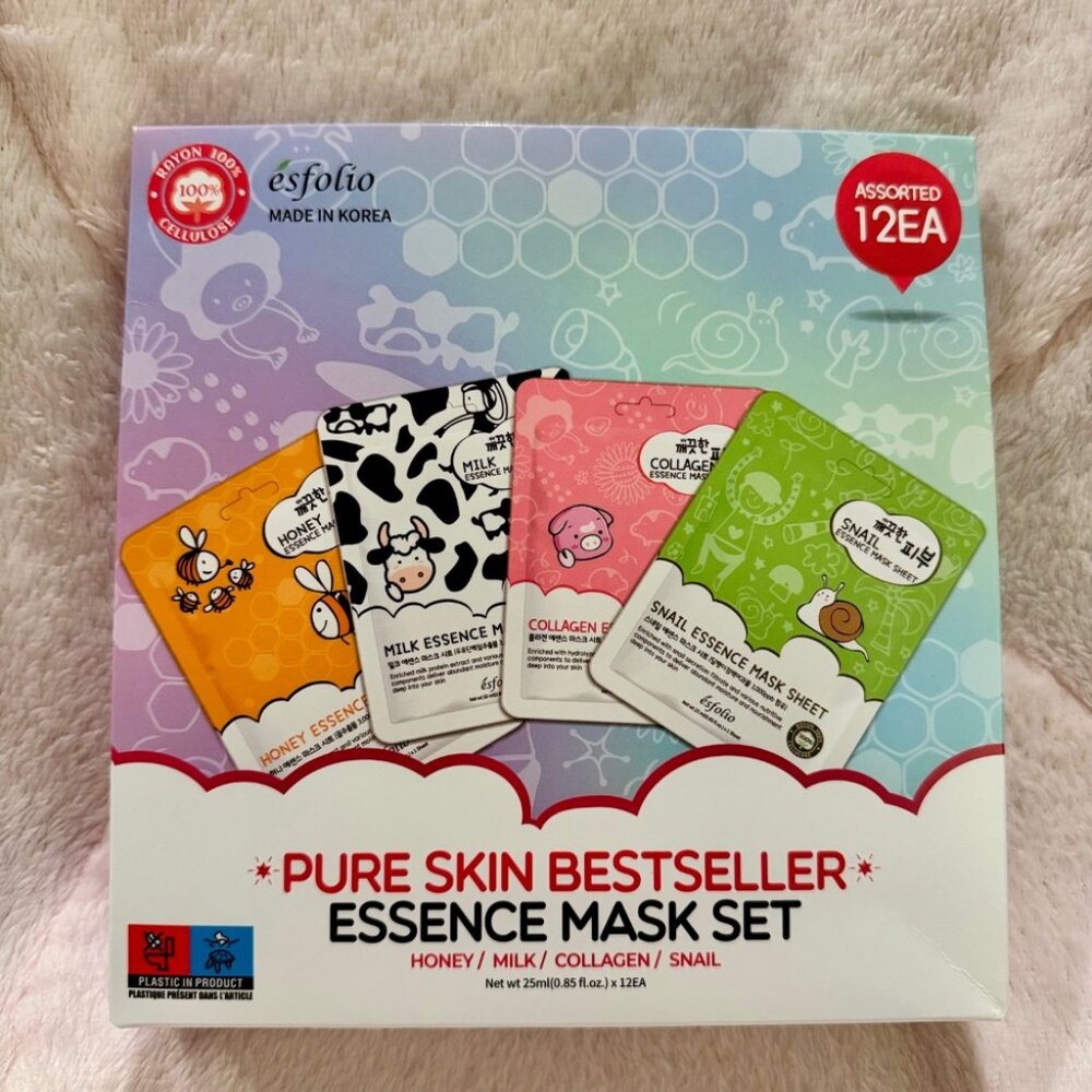 ESFOLIO (K-Beauty) - Pure Skin Essence Mask Set (12 sheets)